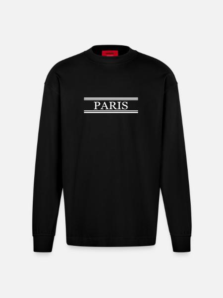 Paris France Chic - Manches longues bio épais oversize fabriqué en UE - SOLID BLACK