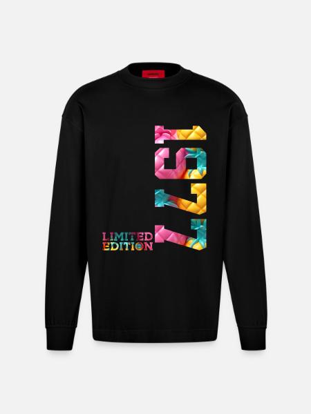 49E ANNIVERSAIRE ÉDITION LIMITÉE 1977 - Manches longues bio épais oversize fabriqué en UE - SOLID BLACK