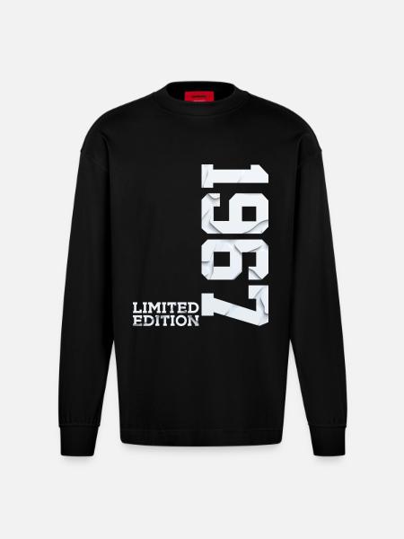 59TH BIRTHDAY LIMITED EDITION 1967 - Heavyweight Oversized Organic Longsleeve Shirt Made in EU - SOLID BLACK