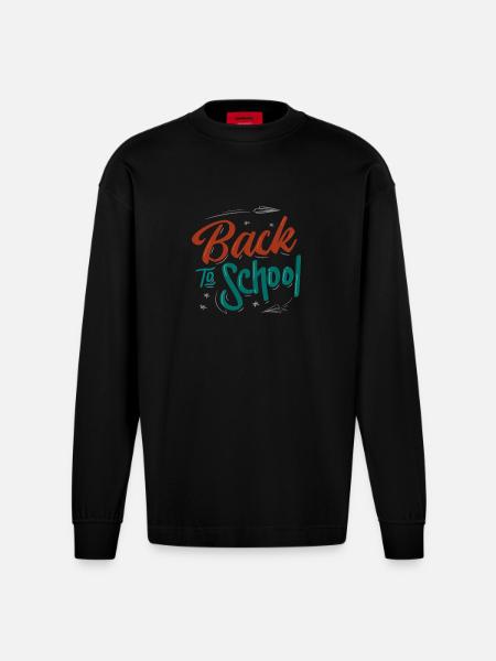 Back to school - Heavyweight Oversized Organic Longsleeve Shirt Made in EU - SOLID BLACK