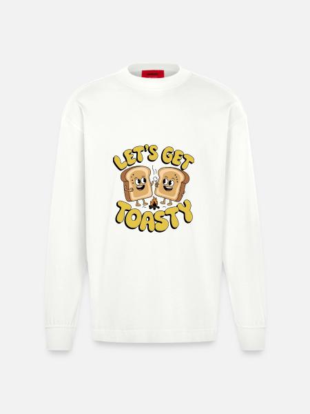 Lass uns warm werden - Heavyweight Oversized Organic Langarmshirt Made in EU - OFF WHITE