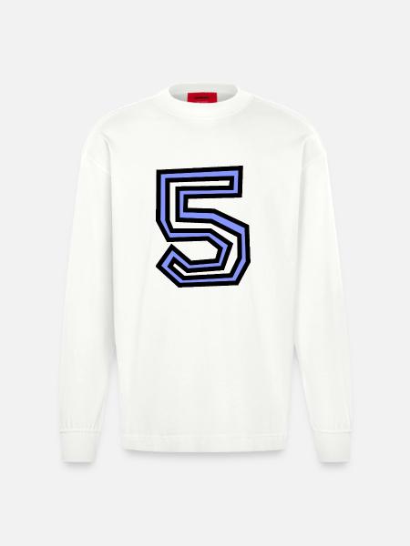 5. 5 YEARS - Heavyweight Oversized Organic Longsleeve Shirt Made in EU - OFF WHITE