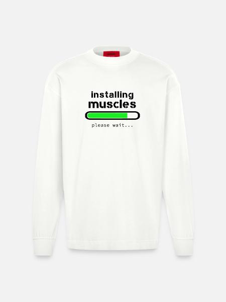 Installing muscles - Manches longues bio épais oversize fabriqué en UE - OFF WHITE