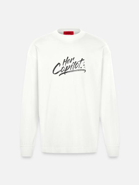 Her Copilot - Heavyweight Oversized Organic Longsleeve Shirt Made in EU - OFF WHITE