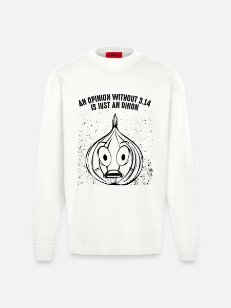 Math Pi onion - Heavyweight Oversized Organic Longsleeve Shirt Made in EU - OFF WHITE