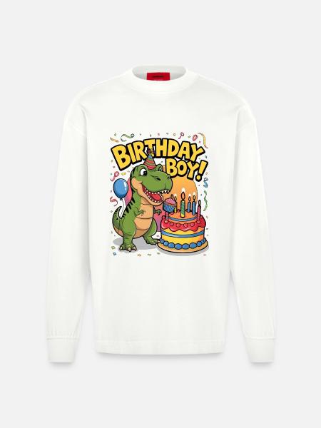 Birthday Boy - Heavyweight Oversized Organic Longsleeve Shirt Made in EU - OFF WHITE