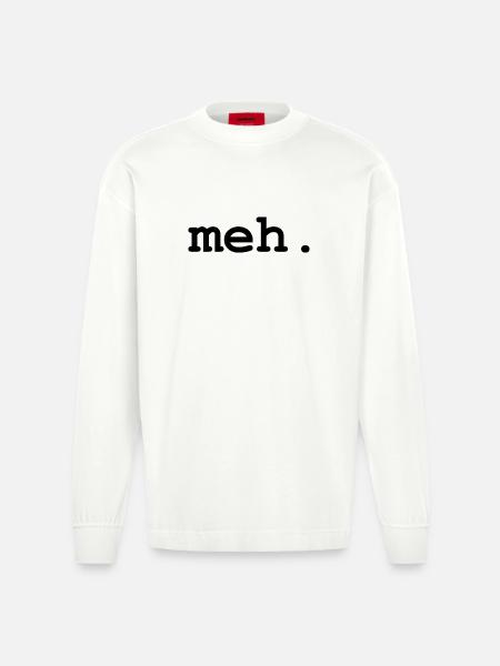 meh humor - Heavyweight Oversized Organic Longsleeve Shirt Made in EU - OFF WHITE