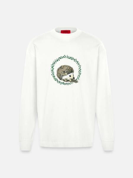 Hérisson - Manches longues bio épais oversize fabriqué en UE - OFF WHITE