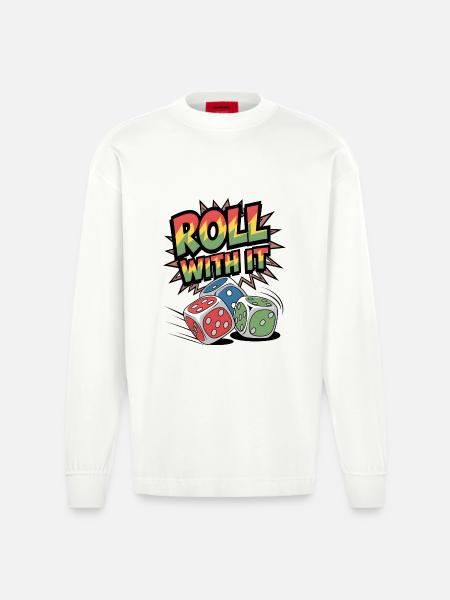 Roulez avec - Manches longues bio épais oversize fabriqué en UE - OFF WHITE