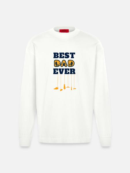 best dad ever - Heavyweight Oversized Organic Longsleeve Shirt Made in EU - OFF WHITE