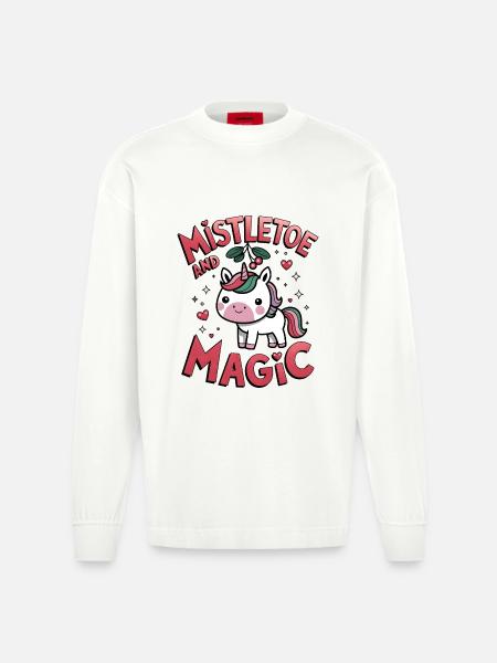 Mistletoe And Magic - Heavyweight Oversized Organic Longsleeve Shirt Made in EU - OFF WHITE