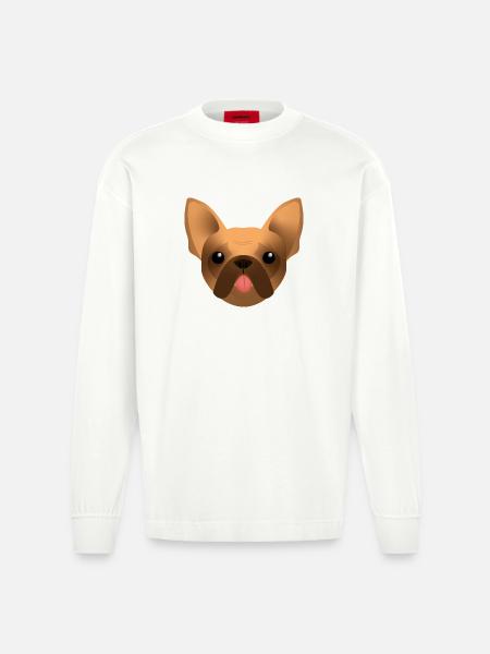 Bouledogue Français - Frenchie - Bully - Langue - Manches longues bio épais oversize fabriqué en UE - OFF WHITE