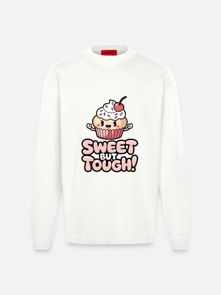 Sweet But Tough! - Heavyweight Oversized Organic Longsleeve Shirt Made in EU - OFF WHITE
