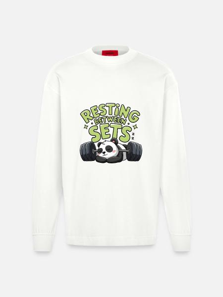 Resting Between Sets - Heavyweight Oversized Organic Longsleeve Shirt Made in EU - OFF WHITE