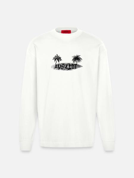 Auszeit Surfbrett - Heavyweight Oversized Organic Langarmshirt Made in EU - OFF WHITE