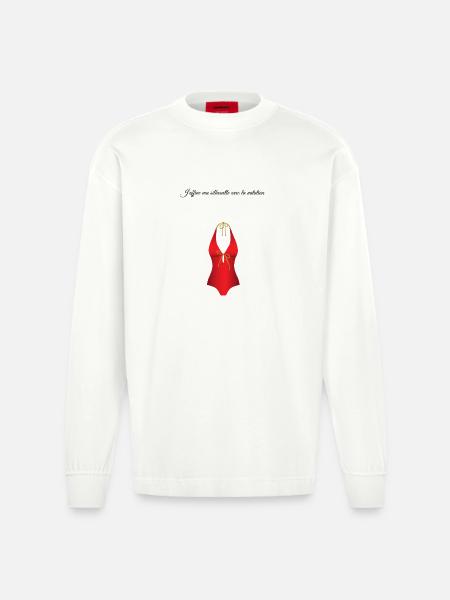 La piscine 1 - Manches longues bio épais oversize fabriqué en UE - OFF WHITE