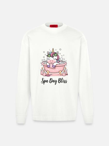Spa Day Bliss. - Heavyweight Oversized Organic Longsleeve Shirt Made in EU - OFF WHITE