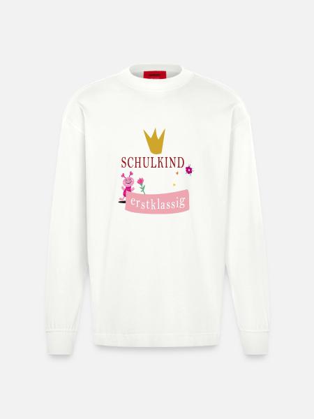 Schulkind erstklassig - Heavyweight Oversized Organic Langarmshirt Made in EU - OFF WHITE