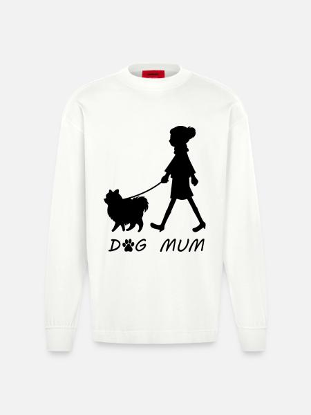 Dog Mum - Heavyweight Oversized Organic Longsleeve Shirt Made in EU - OFF WHITE