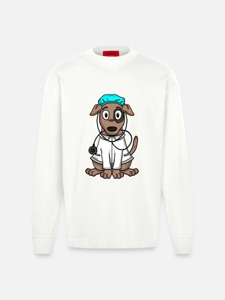 Dog Doctor - Heavyweight Oversized Organic Longsleeve Shirt Made in EU - OFF WHITE
