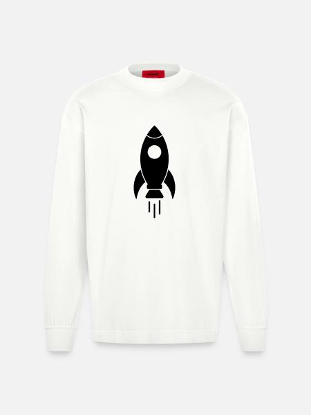Fusée spatiale - Manches longues bio épais oversize fabriqué en UE - OFF WHITE