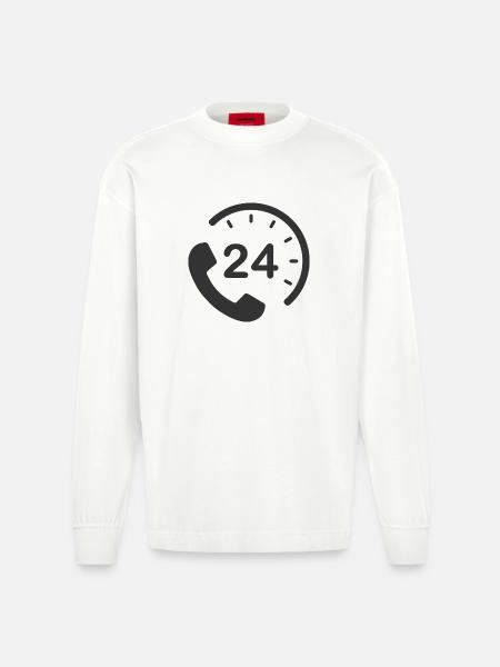 24/7 h Service - Heavyweight Oversized Organic Longsleeve Shirt Made in EU - OFF WHITE