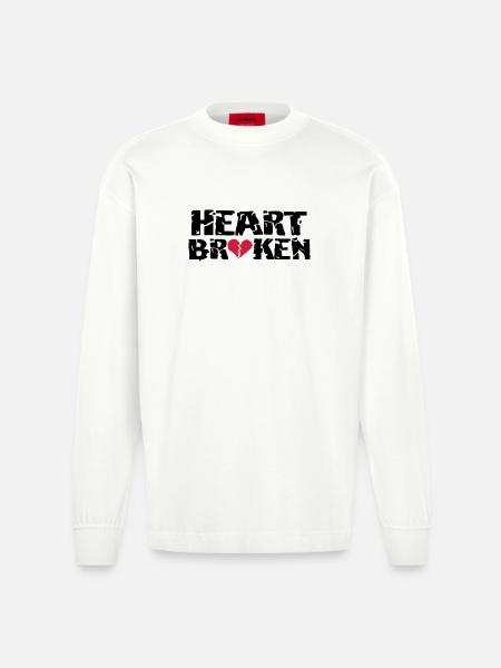 Heart <3Broken - Heavyweight Oversized Organic Longsleeve Shirt Made in EU - OFF WHITE