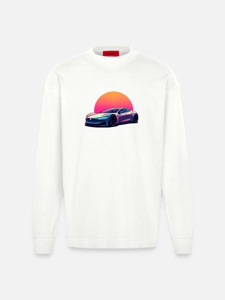 Electric Wave - Heavyweight Oversized Organic Longsleeve Shirt Made in EU - OFF WHITE