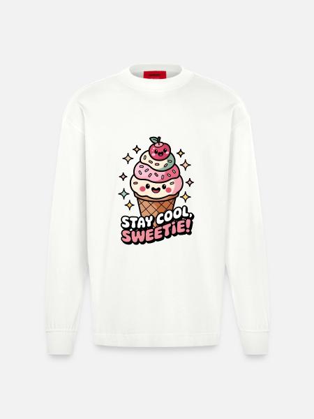 Stay Cool, Sweetie! - Heavyweight Oversized Organic Longsleeve Shirt Made in EU - OFF WHITE