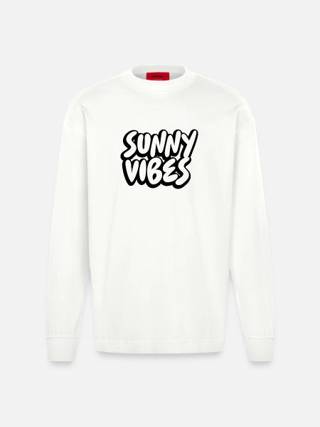 SUNNY VIBES - Heavyweight Oversized Organic Longsleeve Shirt Made in EU - OFF WHITE