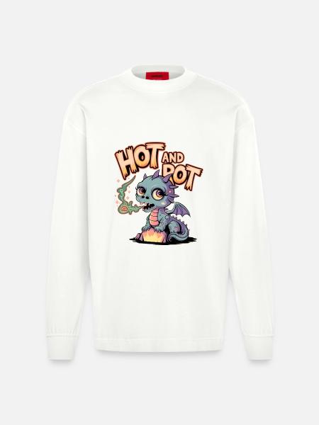 Chaud et pourri - Manches longues bio épais oversize fabriqué en UE - OFF WHITE