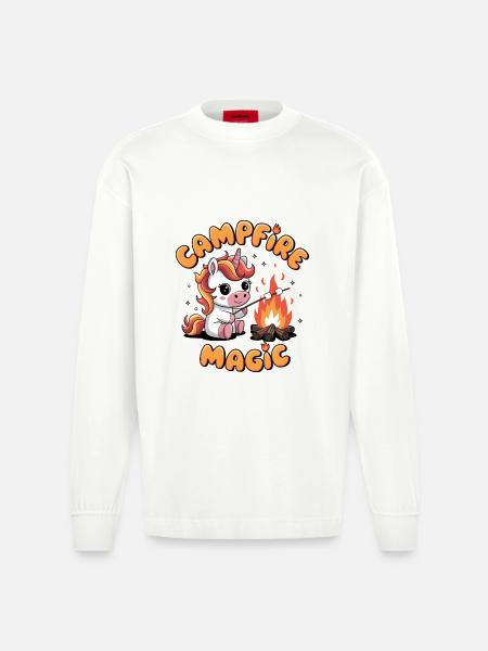 Campfire Magic - Heavyweight Oversized Organic Longsleeve Shirt Made in EU - OFF WHITE