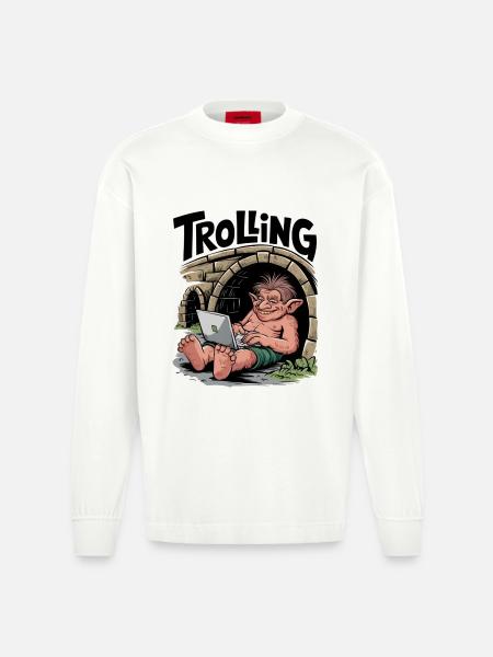 Trolling - Heavyweight Oversized Organic Longsleeve Shirt Made in EU - OFF WHITE