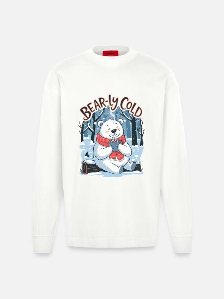 Bear-ly Cold - Heavyweight Oversized Organic Longsleeve Shirt Made in EU - OFF WHITE