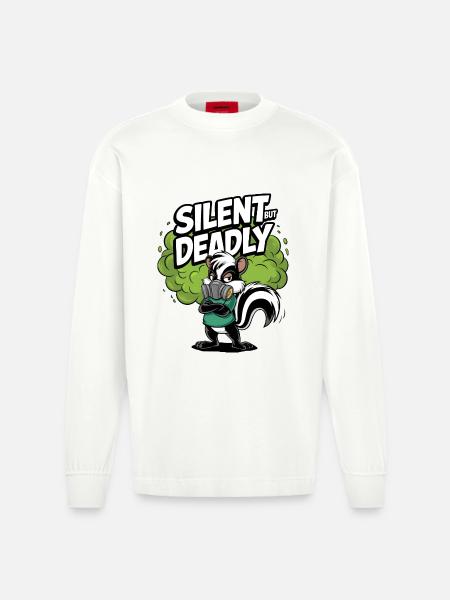 Silent But Deadly - Heavyweight Oversized Organic Longsleeve Shirt Made in EU - OFF WHITE