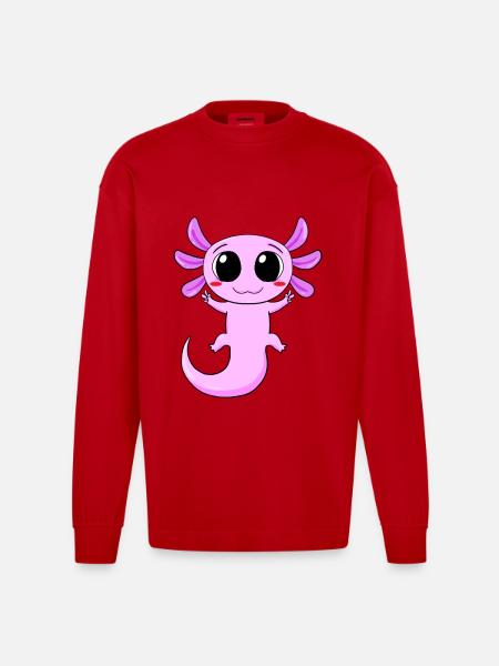 Axolotl Peace Zeichen - Heavyweight Oversized Organic Langarmshirt Made in EU - Rot