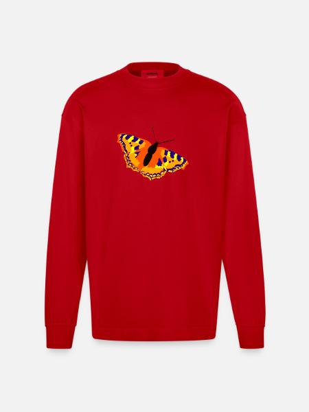 butterfly - Heavyweight Oversized Organic Longsleeve Shirt Made in EU - red