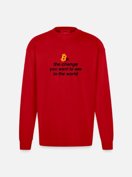 Be the change - Heavyweight Oversized Organic Langarmshirt Made in EU - Rot