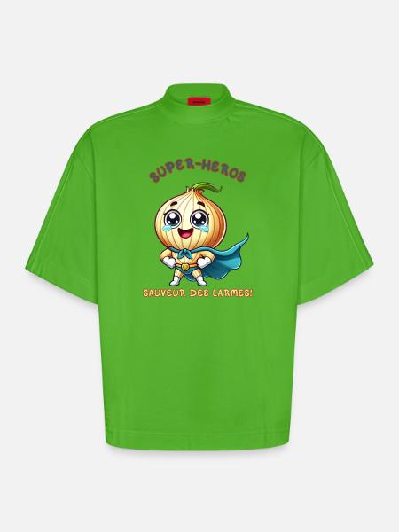 Superhero - Savior of Tears - Heavyweight Oversized Organic Boxy T-Shirt Made in EU - Apple Neon