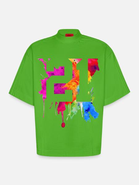 21 YEARS OLD 21ST BIRTHDAY - Heavyweight Oversized Organic Boxy T-Shirt Made in EU - Apple Neon