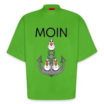 Anker Möwe Seemöwe Moin Nordsee - Heavyweight Oversized Organic Boxy T-Shirt Made in EU - Apple Neon - Vorne