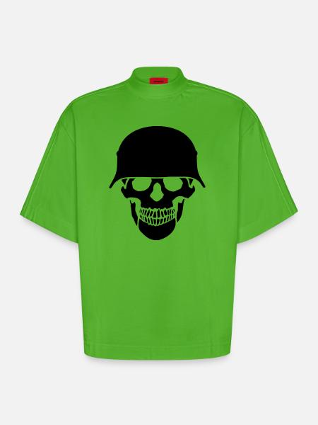 Schädelhelm / Schädelperlen - Heavyweight Oversized Organic Boxy T-Shirt Made in EU - Apple Neon
