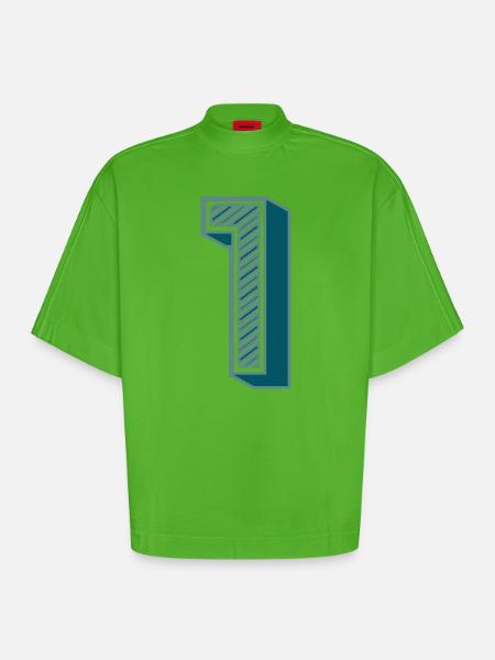 1. 1 YEAR. 1st ANNIVERSARY - Heavyweight Oversized Organic Boxy T-Shirt Made in EU - Apple Neon