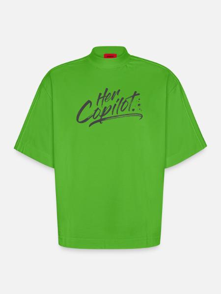 Her Copilot - Heavyweight Oversized Organic Boxy T-Shirt Made in EU - Apple Neon