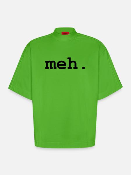 meh humor - Heavyweight Oversized Organic Boxy T-Shirt Made in EU - Apple Neon