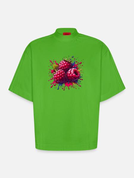 Himbeeren-Farbexplosion - Heavyweight Oversized Organic Boxy T-Shirt Made in EU - Apple Neon