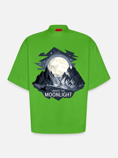 Under The Moonlight - Heavyweight Oversized Organic Boxy T-Shirt Made in EU - Apple Neon