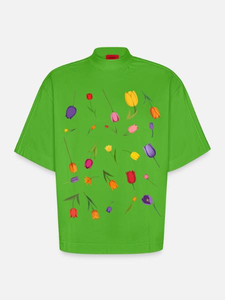 Fleur - T-shirt bio épais oversize Boxy fabriqué en UE - Apple Neon