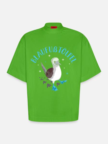 Blaufußtölpel - Heavyweight Oversized Organic Boxy T-Shirt Made in EU - Apple Neon