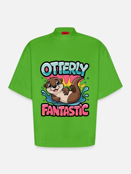 Otterly Fantastic - Heavyweight Oversized Organic Boxy T-Shirt Made in EU - Apple Neon